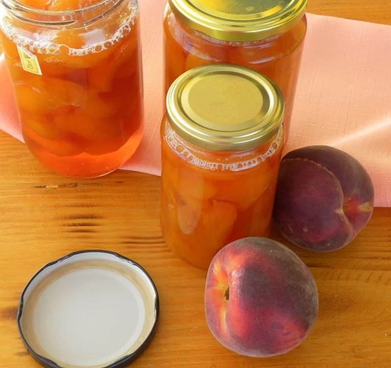 peach compote in jars image