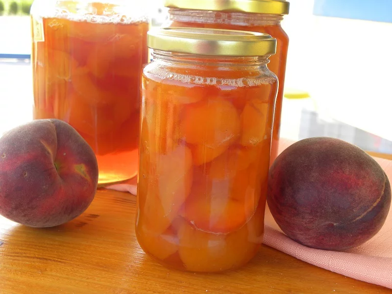 peach compote in jars image