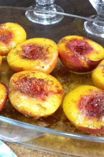 Baked peaches in the oven image