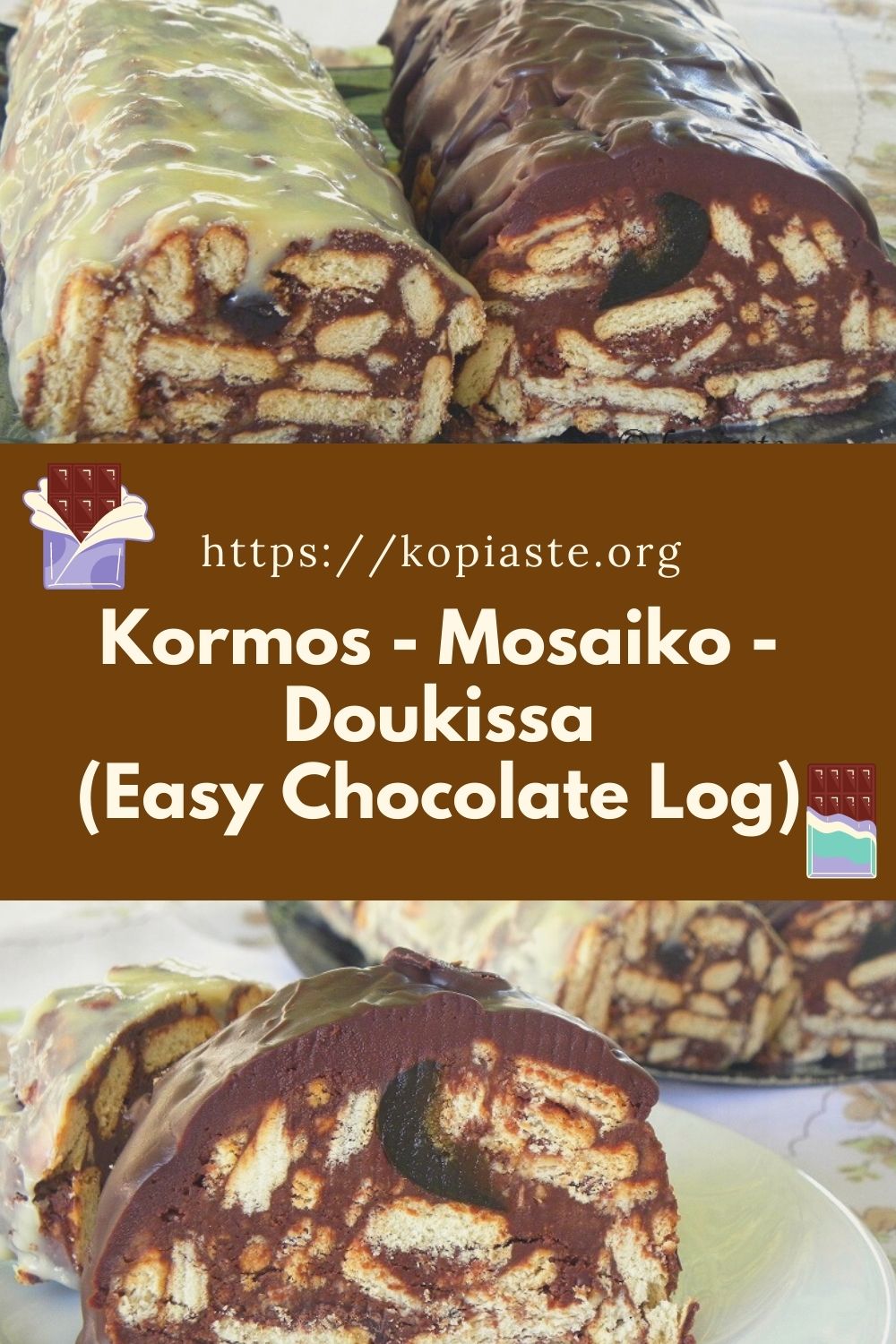 Kormos or Mosaiko (easy nobake Chocolate Log) Kopiaste..to Greek