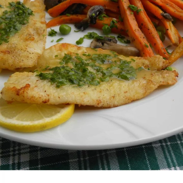 Sauteed sole fish with meuniere sauce