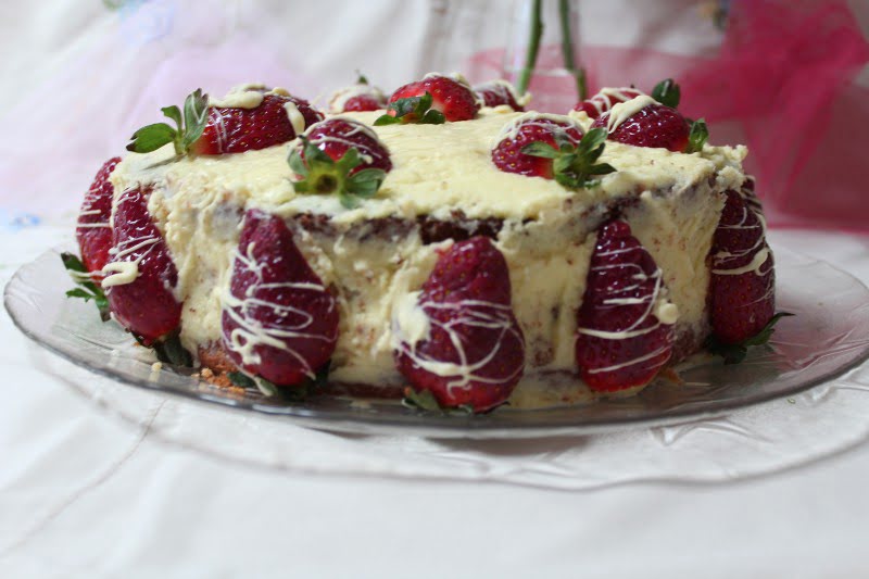 Elia’s Strawberry Cake with White Chocolate Buttercream