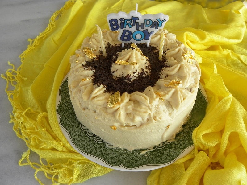 French Buttercream Coffee flavoured white chocolate pate a bomb with gold leafs image