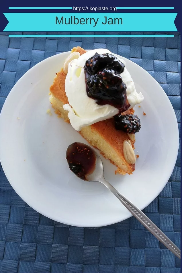 revani with kaimaki icecream and mulberry jam image