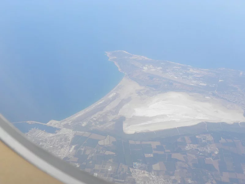 Sea Lake in Akrotiri from airplane image