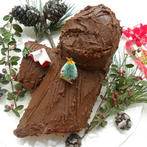 Christmas Chocolate Carob Yule Log (Bûche de Noël)