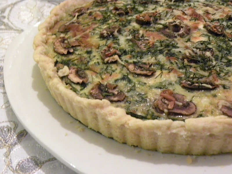 Spinach and Mushroom Tart with Buffalo Butter and Cheese
