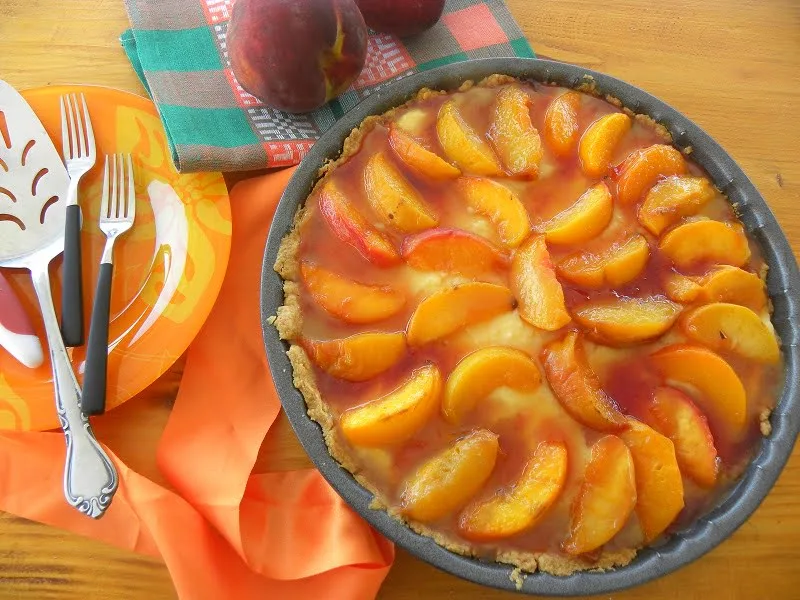 Caramelized Peach Custard Tarte Tatin image