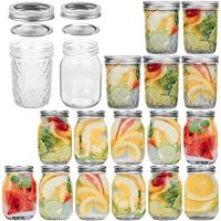 Glass Jars, 16 OZ Canning Jars With Lids and Bands, Ideal for Canning, Storing, Home Decor, 12 Pack Regular Mouth Mason Jars & 6 Pack Wide Mouth Mason Jars