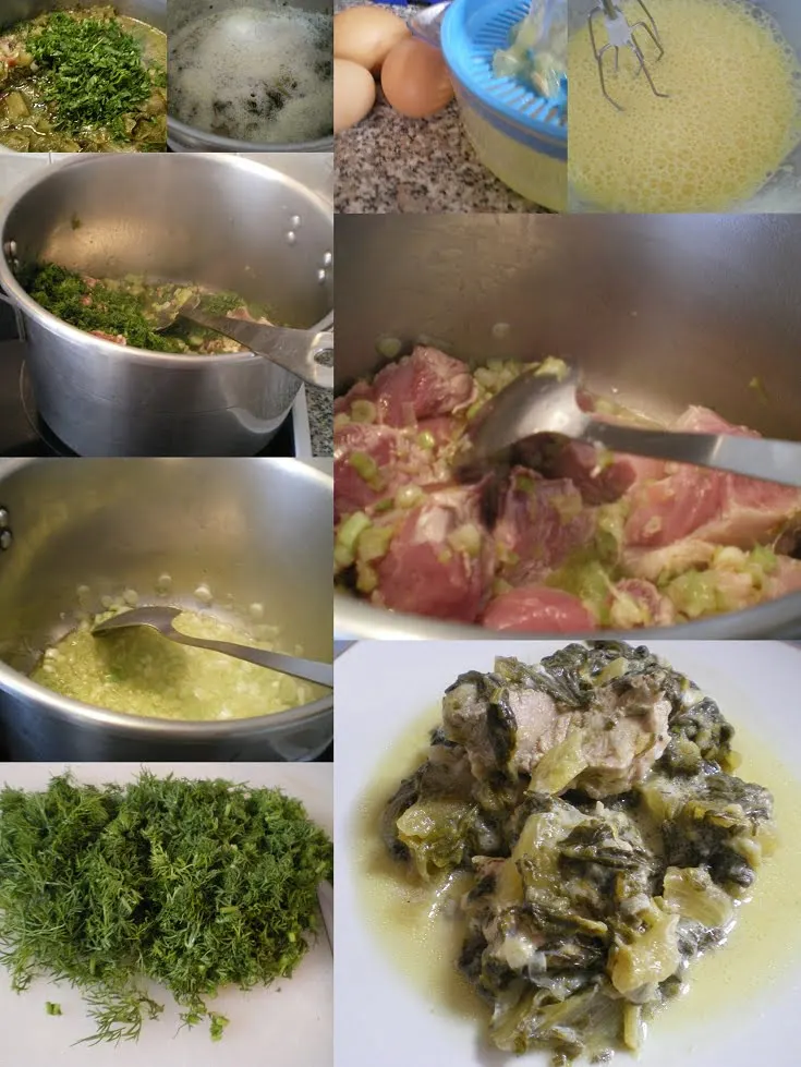 Collage preparing pork fricasse image