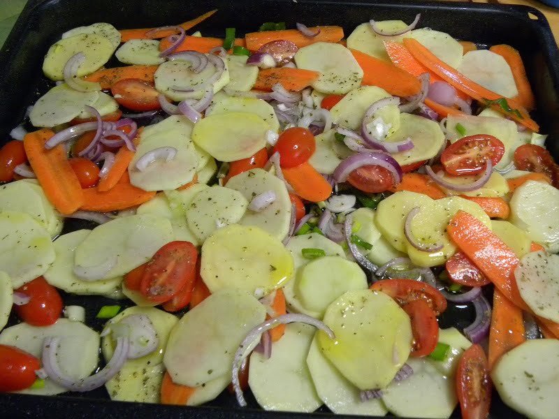 Vegetables before baking image