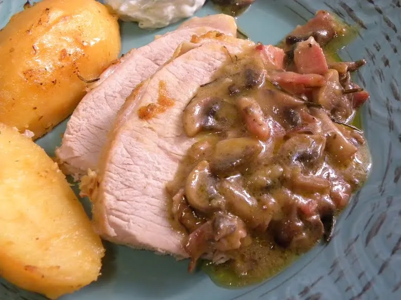 Pork roast with mushroom gravy image