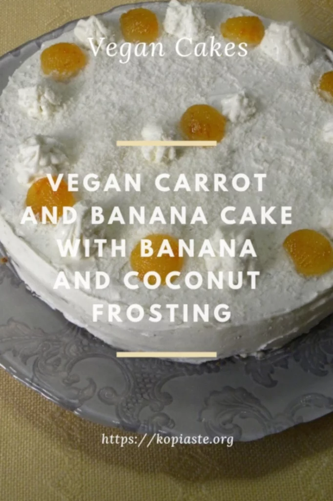 Collage Vegan Carrot and Banana Cake with Banana and Coconut Frosting image