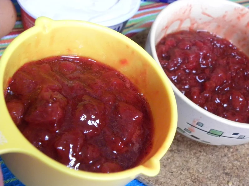 Strawberry coulis before being pureed image
