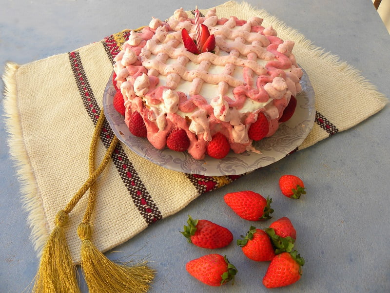 Strawberry Bavarian Cream Cake