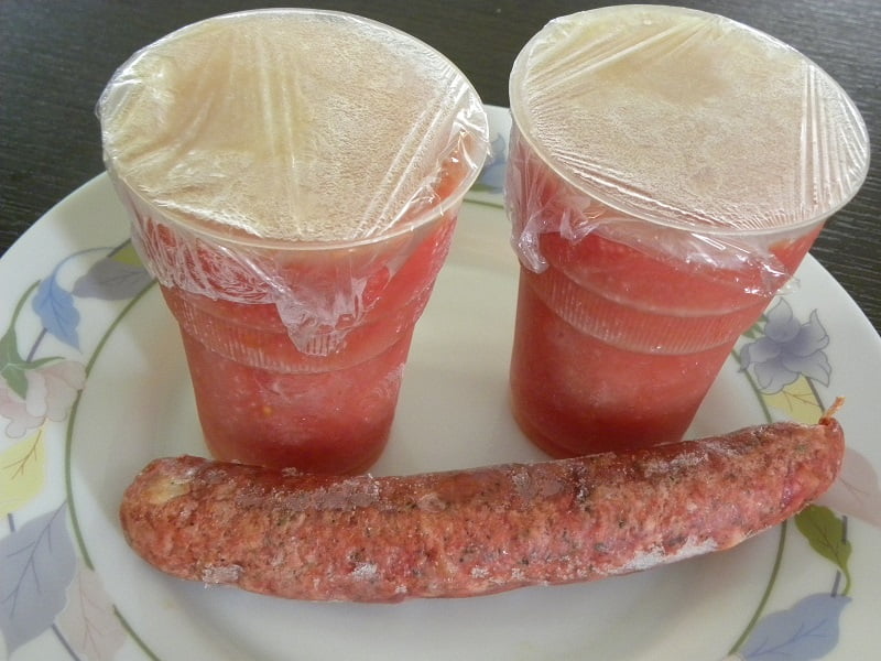 Frozen tomato juice and sausage image