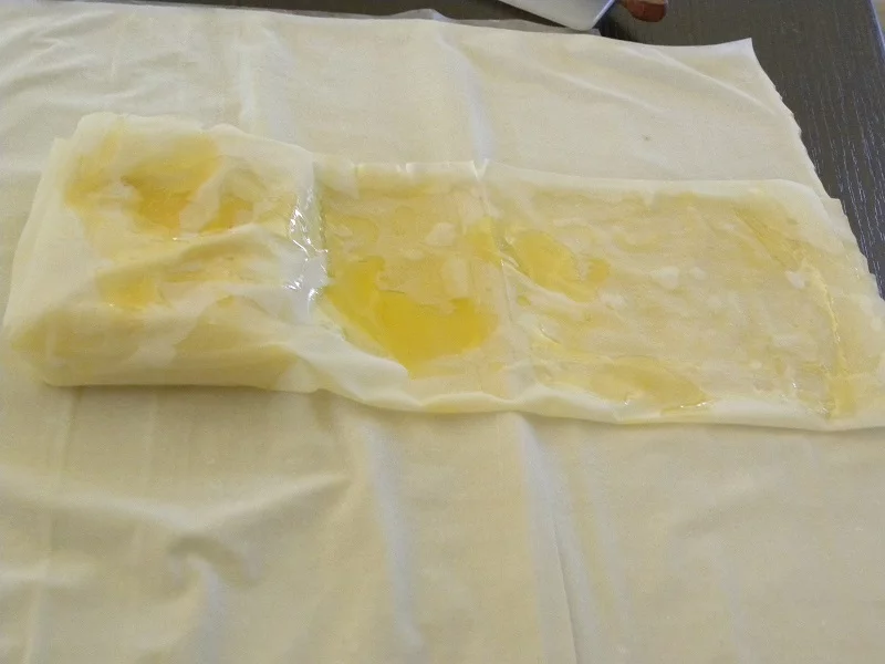 Preparing Crispy phyllo wrapped feta photo