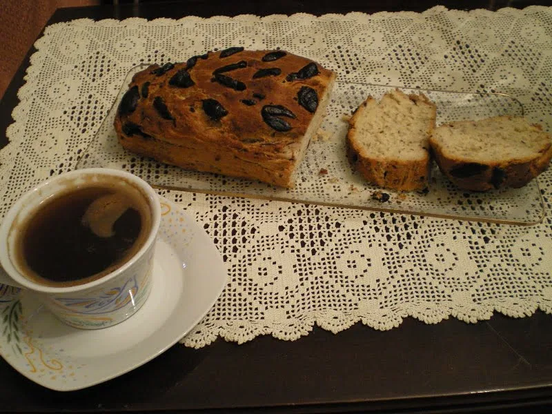 Eliopsomo (olive bread) with Greek coffee picture