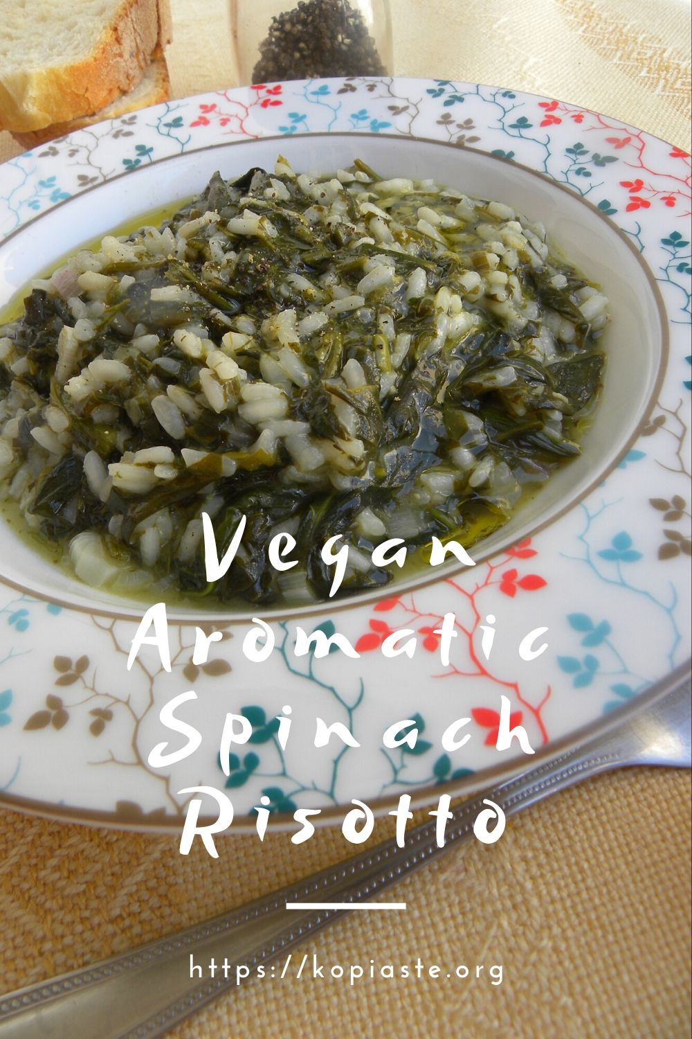Greek Vegan Aromatic Spinach Risotto - Kopiaste..to Greek Hospitality