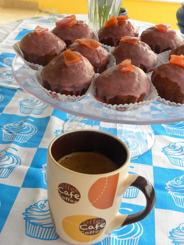 Banana Quince Cupcakes with a cup of Greek coffee image