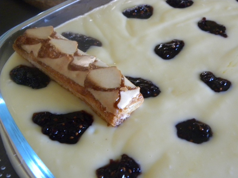 Millefeuilles with Mulberry jam on top of pastry cream image