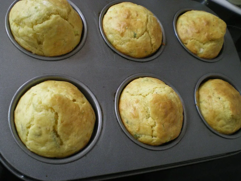 Muffins baked in muffin tins image