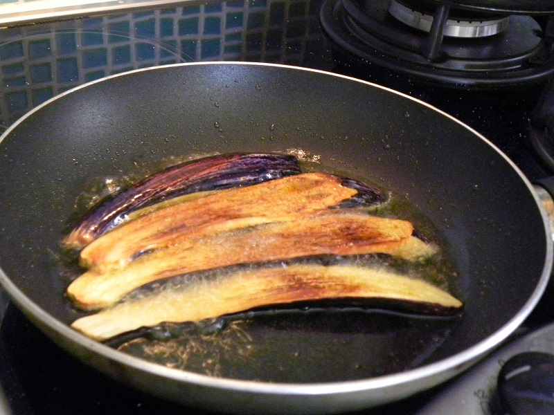 Frying eggplants image