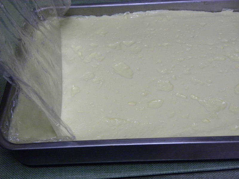 Removing the membrane from the pastry cream image