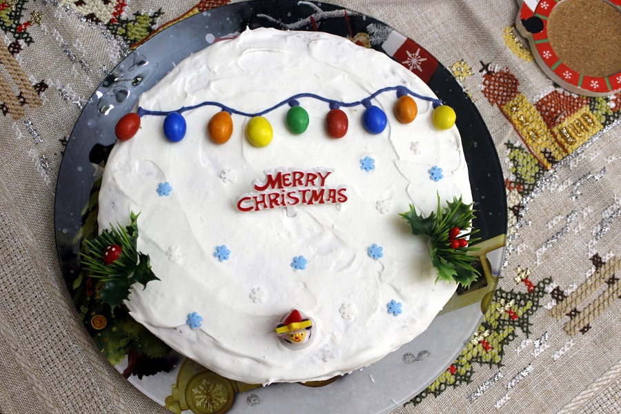Christmas Cake 2021 with M and Ms chocolate peanut candies image