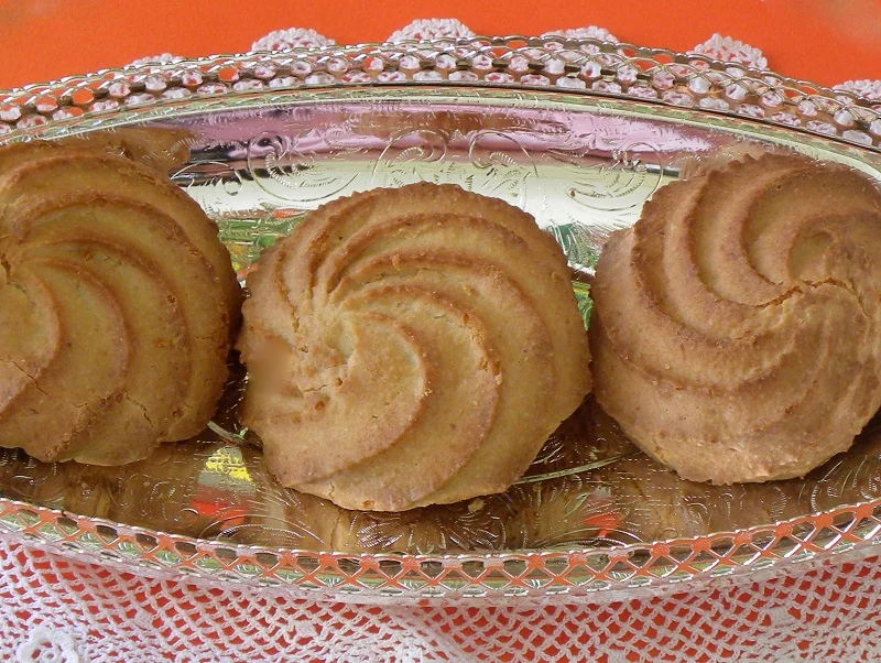 Cypriot almond cookies pastitsia in a silver bowl image
