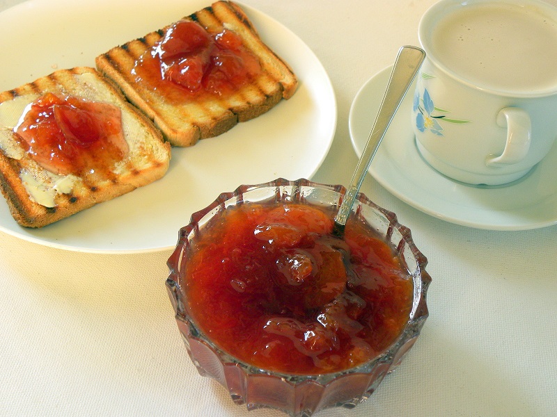 Breakfast with peach and nectarine jam image