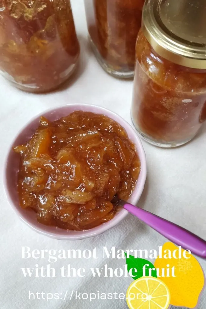 Collage Bergamot marmalade using the whole fruit image