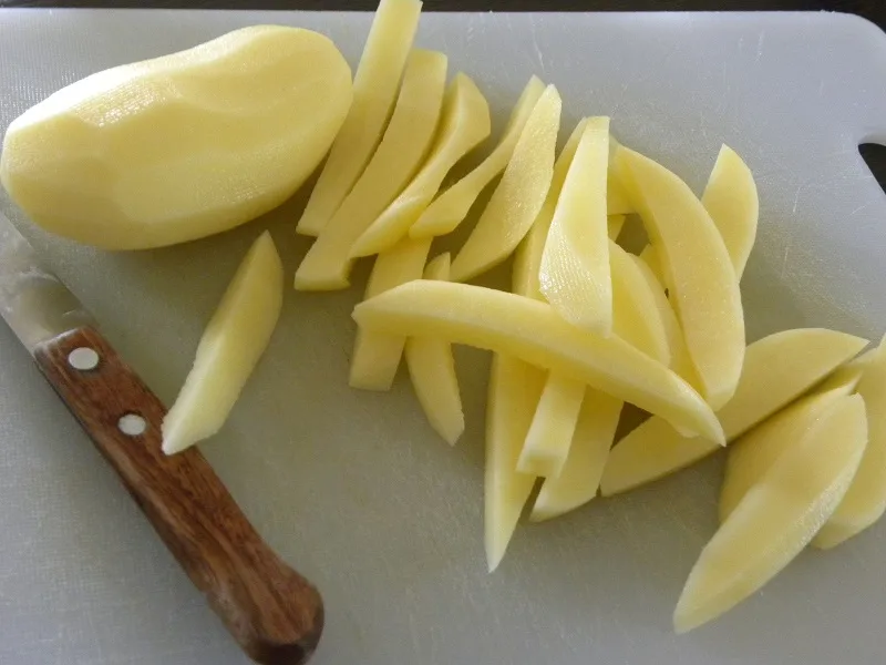 Cut them into slices about 1 cm, thick and then into sticks image
