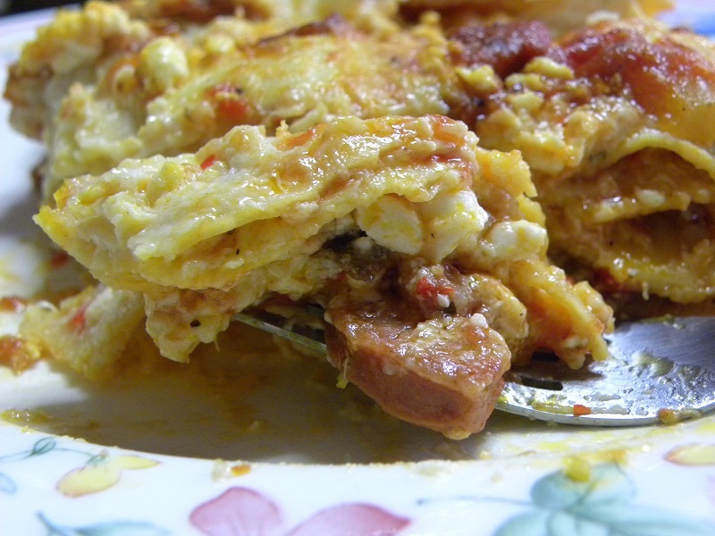 Sausage and feta lasagna image
