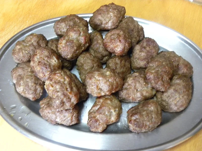 Air fryer cooked meatballs for soutzoukakia image