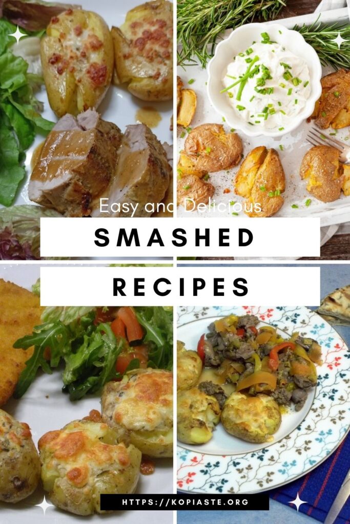 Collage easy and delicious smashed potatoes image