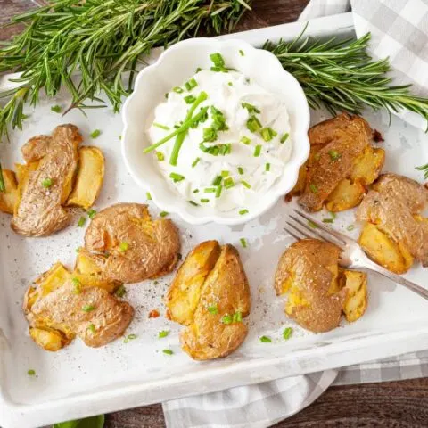 Smashed potatoes with dip image