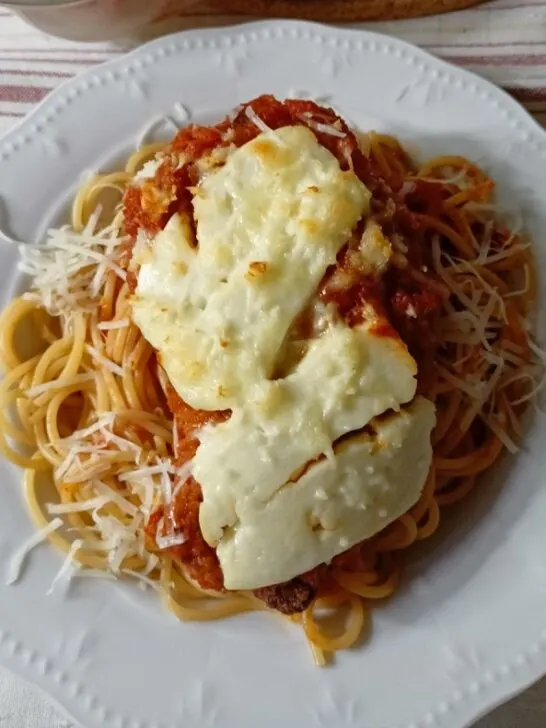 Air Fryer Chicken Parmesan with Halloumi