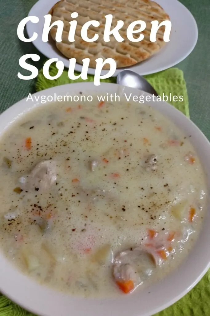 chicken soup avgolemono with vegetables pictur