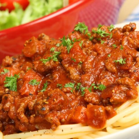 Chicken meat sauce and spaghetti image