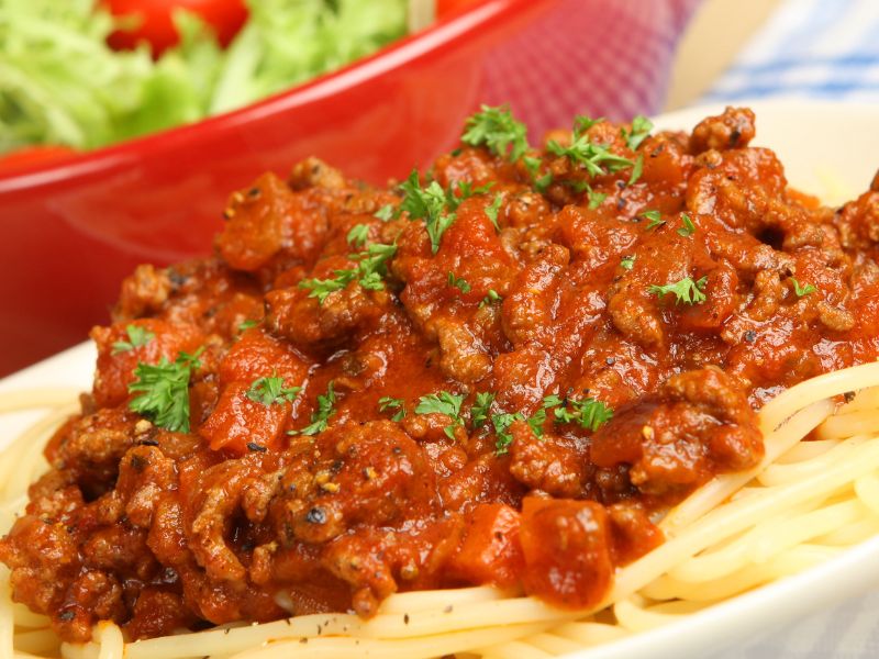 Chicken meat sauce and spaghetti image