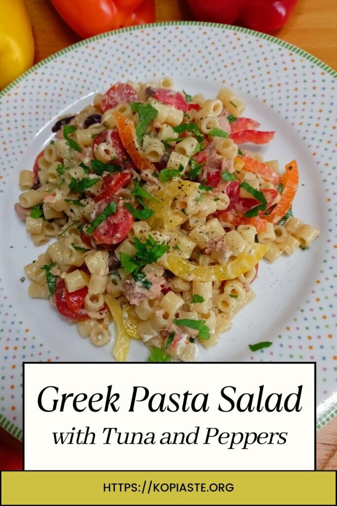 Collage Greek Pasta Salad with Tuna and Peppers image