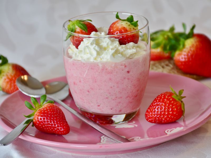Strawberry Jelly Dessert with Greek Yoghurt and whipped cream image