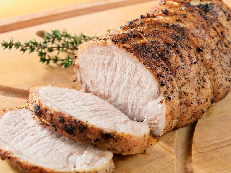 pork tenderloin cut before serving image