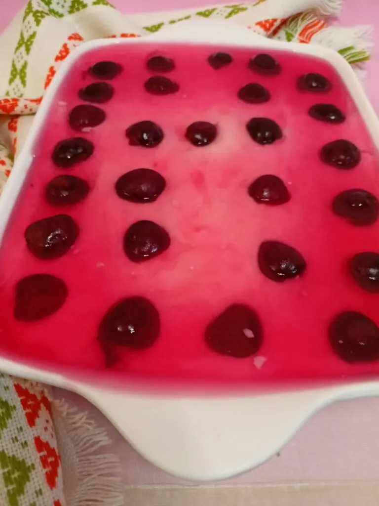 Cherry Fridge dessert with Cream and Jelly image