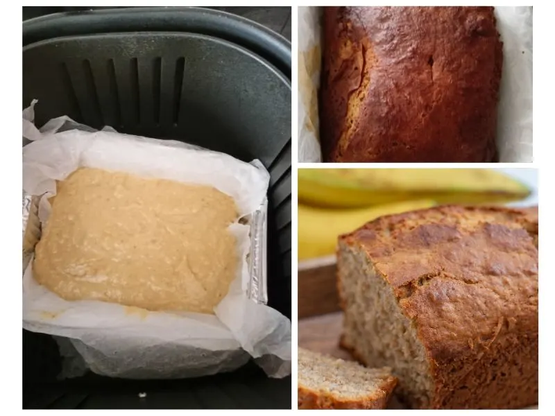 Collage Banana bread in the air fryer image