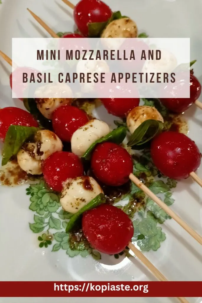 Collage Mini Mozzarella, tomato and basil on skewers image