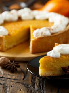 Pumpkin pie with whipped cream image