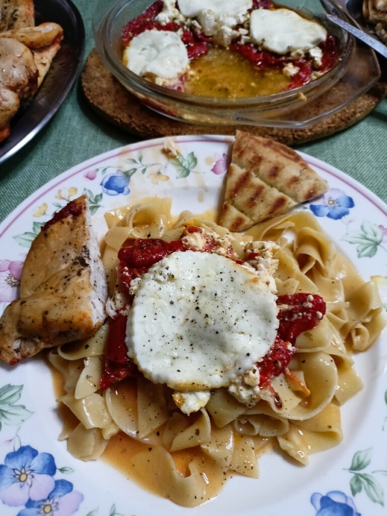 Bouyourdi on top of pasta image