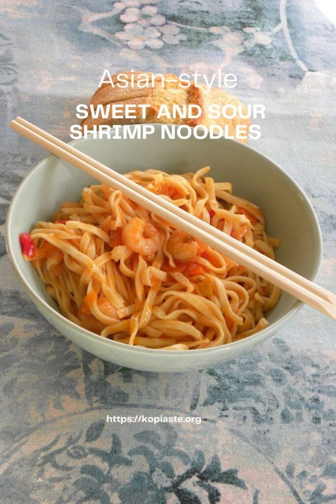 Collsge Asian-Style Sweet and Sour Shrimp Noodles image